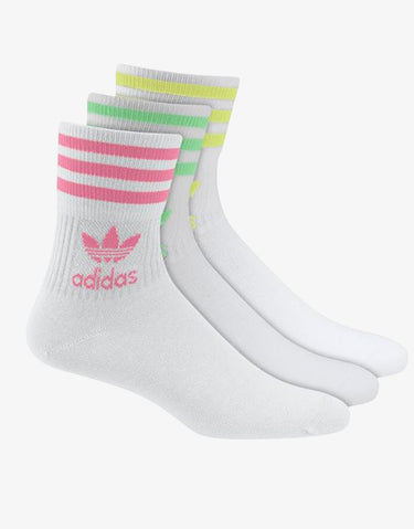 ADIDAS 3 Packs Originals Mid Cut Crew Socks White