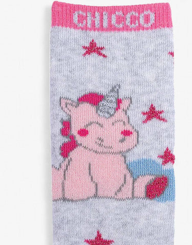 CHICCO 1-Pair Girls Unicorn Socks Grey/Pink | MegaMall.bg