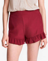 H&M Frill-Trimmed Shorts Бордо 34 | MegaMall.bg