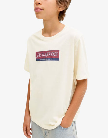 JACK&JONES Jorinwood Block Brend Tee Ss Cn Noos Jnr White