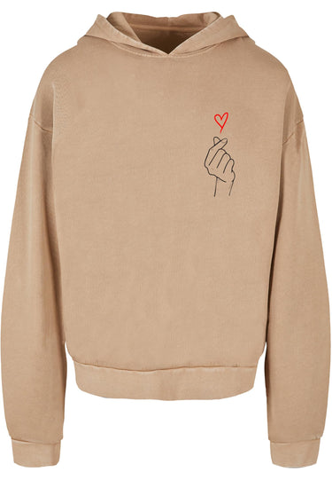 K Heart Acid Washed Oversized Hoody
