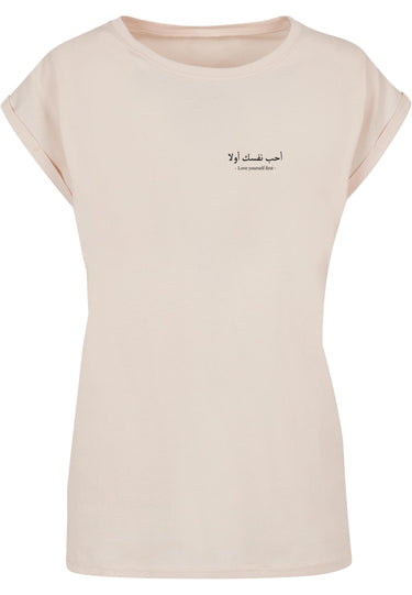 Ladies Love Yourself First Extended Shoulder Tee