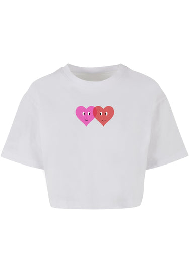Ladies Hugs & Love - Two Hearts Short Oversized Tee