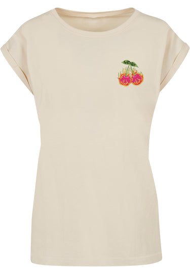 Ladies Burning Cherries Tee - Extended Shoulder Tee