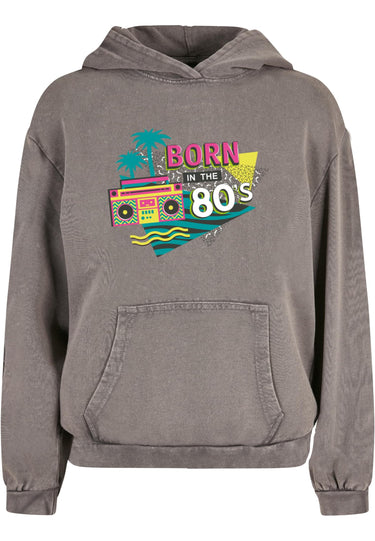 Ladies Born In The 80´s Acid Washed Oversized Hoody