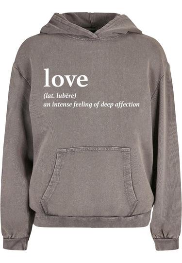 Ladies Love Definition Acid Washed Oversized Hoody