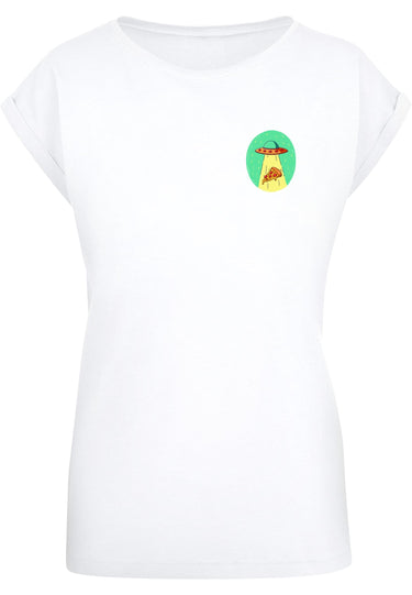 Ladies Ufo Pizza Extended Shoulder Tee