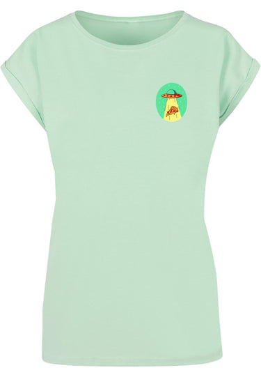 Ladies Ufo Pizza Extended Shoulder Tee