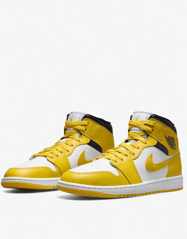 NIKE Jordan 1 Mid Shoes White/Yellow | MegaMall.bg