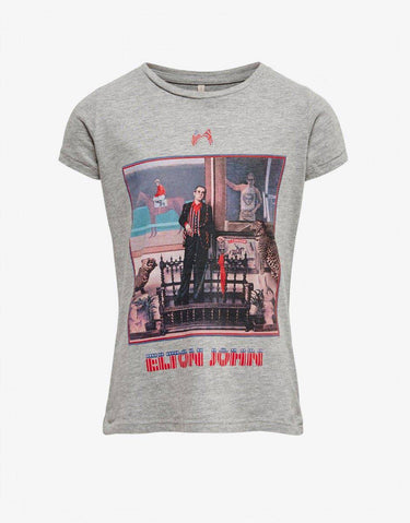 ONLY x Elton John Printed Tee Grey Сив 134-140 | MegaMall.bg