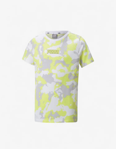 PUMA Alpha All Over Print Tee White/Yellow | MegaMall.bg