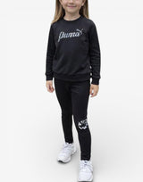 PUMA Class Act Crew And Leggings Fleece Set Black Черен 140 | MegaMall.bg