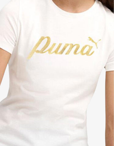PUMA Essentials Script Metallic Tee White