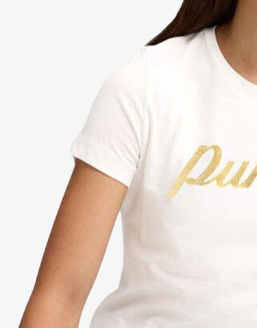 PUMA Essentials Script Metallic Tee White