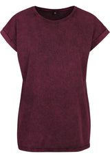 Ladies Acid Washed Extended Shoulder Tee