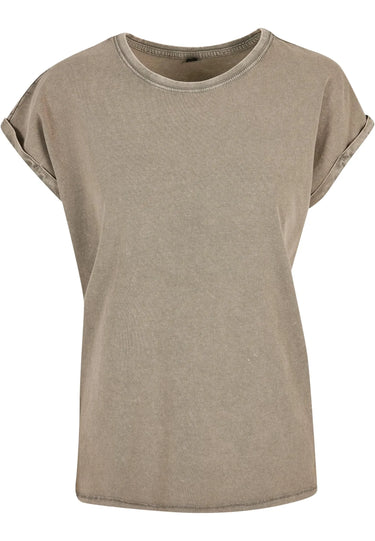 Ladies Acid Washed Extended Shoulder Tee