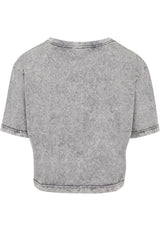 Ladies Acid Washed Cropped Tee