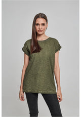 Ladies Spray Dye Extended Shoulder Tee
