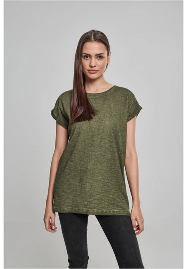 Ladies Spray Dye Extended Shoulder Tee